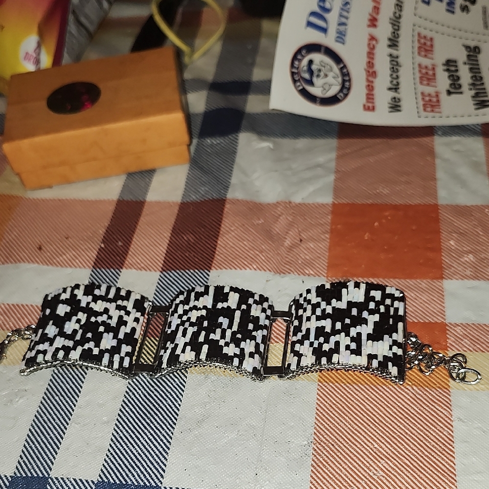 Black and White Beaded Bracelet